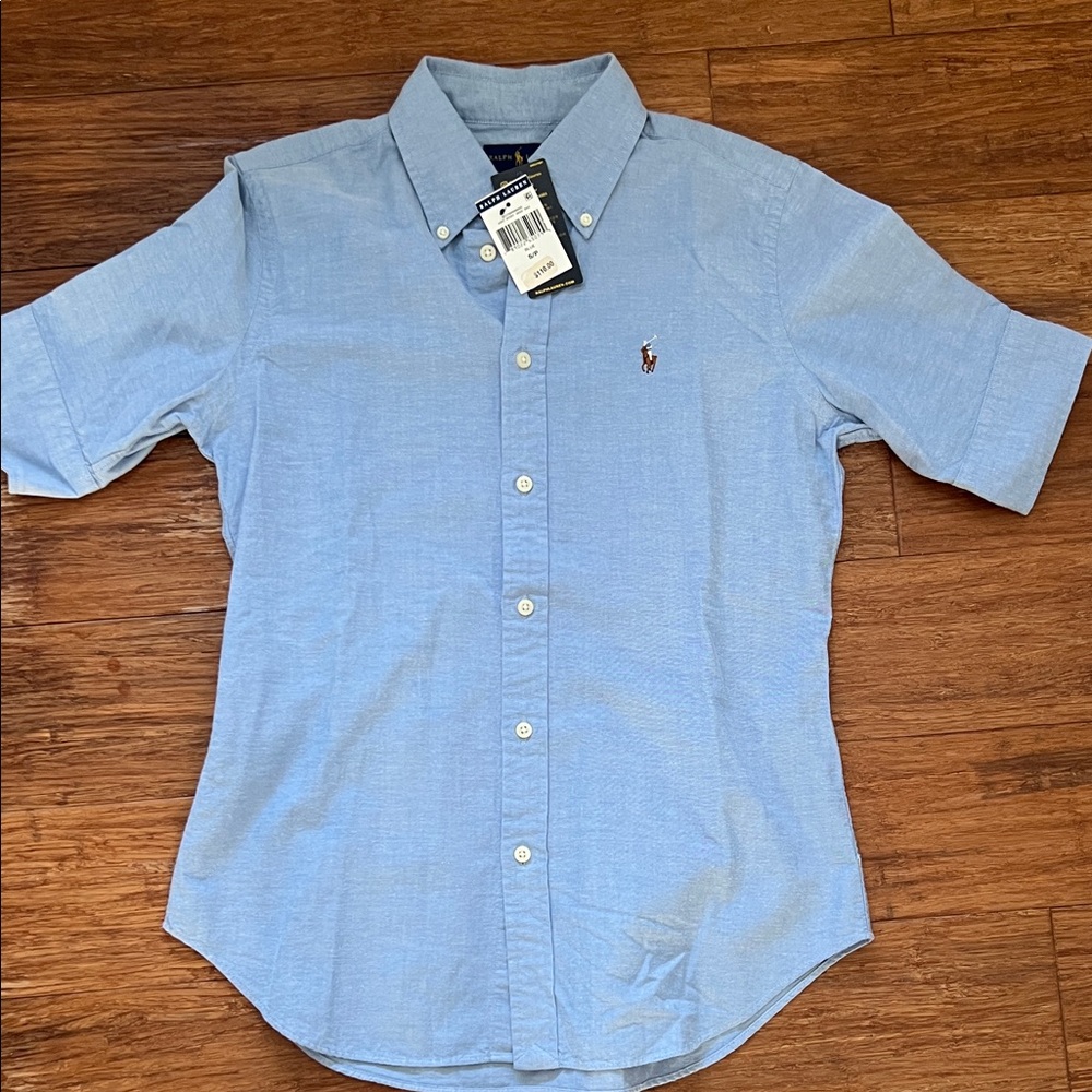 Light Blue Short-Sleeve Button-Down Shirt (Ralph Lauren)